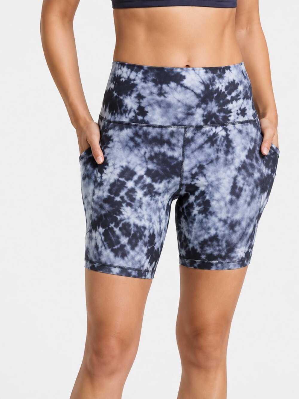 Athleta Salutation Stash 7" Short Blue Tie Dye Women's Size 1X Activewear Yoga